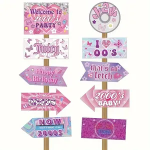 20pcs Y2K 2000s Party Sign Decorations, Retro Y2K Party Decor for Birthday, Female Bachelorette, 00s Theme Party Supplies