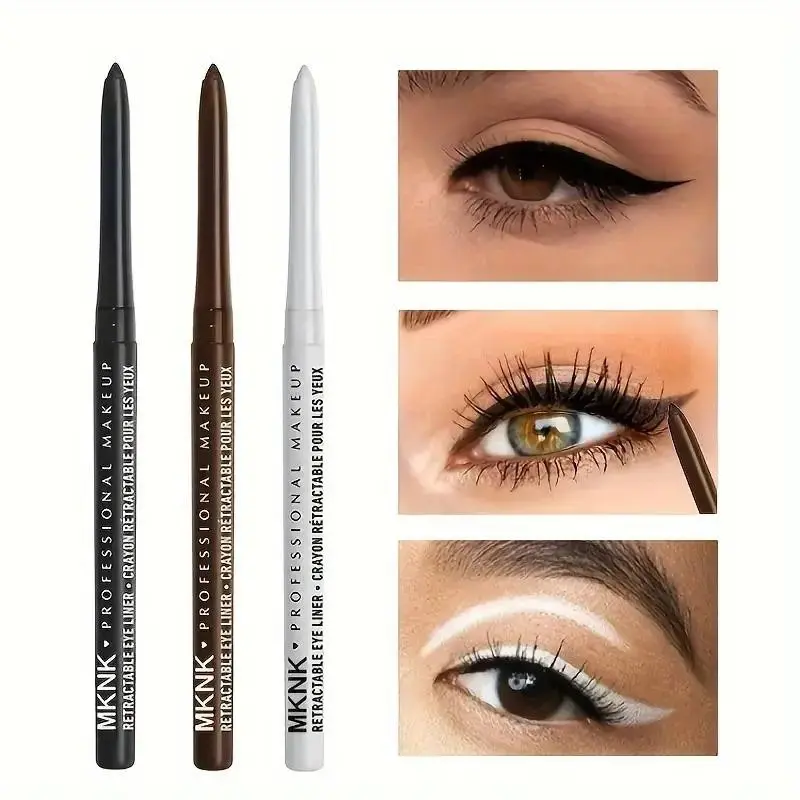 3pcs multifunctional eyeliner set, Waterproof Eyeliner Pencil, Smudge Resistant Eyeliner, smudge-proof, long-lasting makeup, black, brown combination, easy to apply, matte quick-dry formula, suitable for parties and daily use, suitable for all skin types