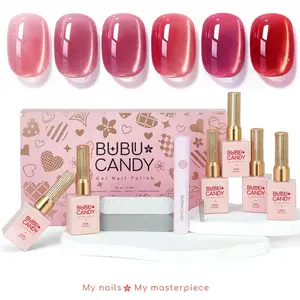 BUBUCANDY 6Pcs Sweet Rose Cat Eye Gel Polish Set Valentine's Day Limited Gift Magnetic Holographic Non-Toxic 15ml per Piece Golden Autumn Cat's Eyes Effect DIY Nails Nail Art Happy News Nails Valentine's Day Nails gel polish