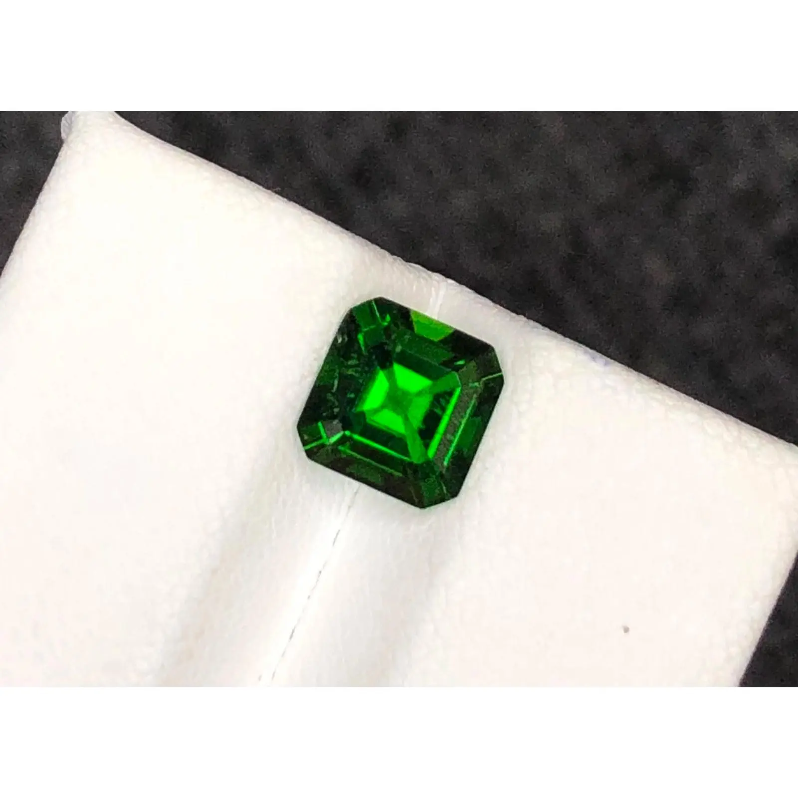 1.95 ct Natural Chrome Diopside - Rare AAA Asscher-Cut Untreated Unheated Forest Green Faceted Semiprecious Stone, Hall of Mirrors Modern Geometric Statement Piece (WAV50), Statement Pieces