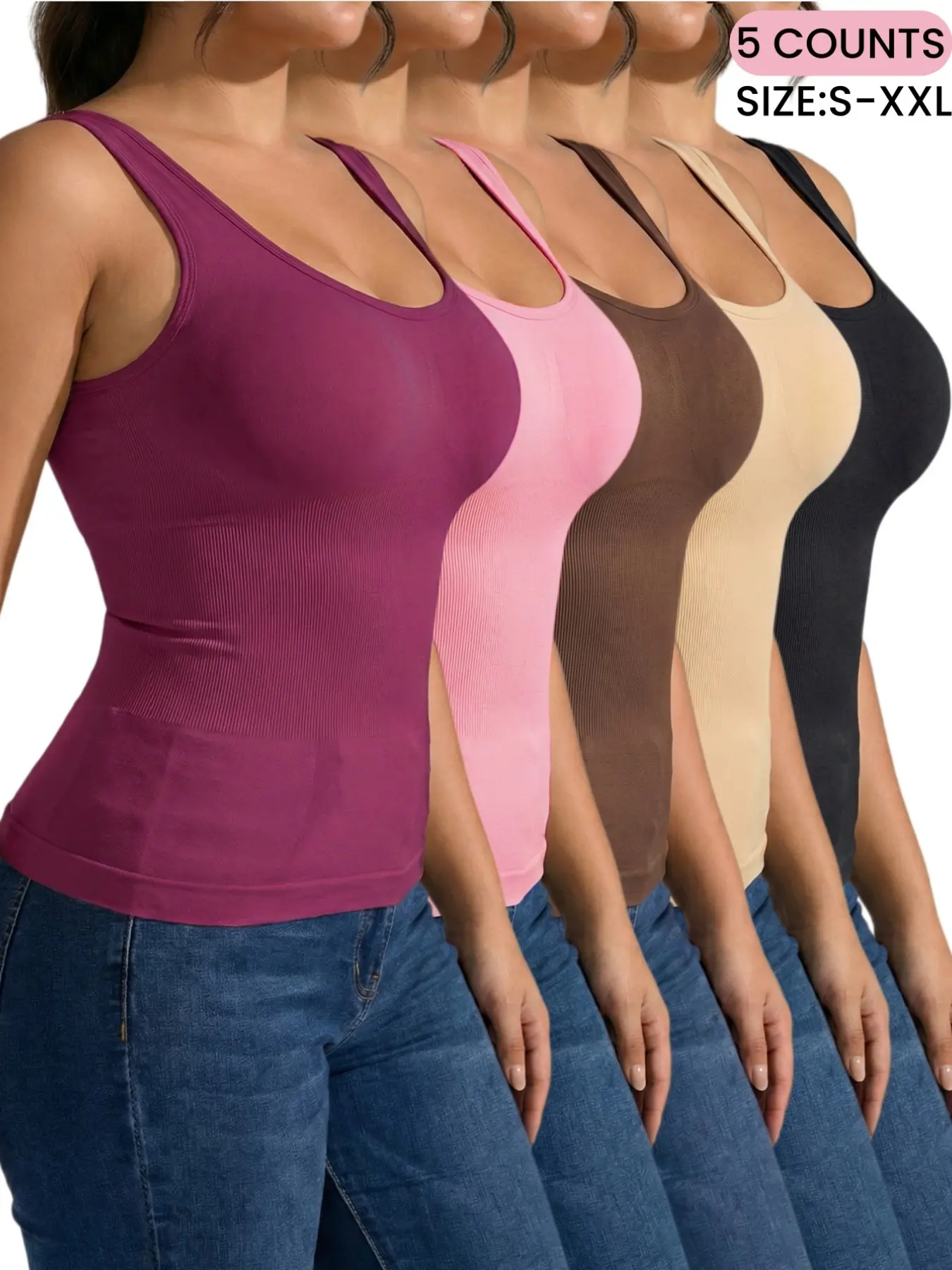 Women's Seamless Sleeveless Underwear Shapewear Body Shapers Tank Tops Shaping Tops (S-4XL), Breathable Comfortable Soft Stretchy Elastic Fabric, Casual Daily Wear for All Seasons