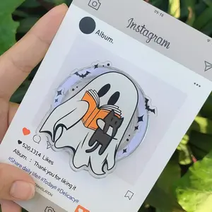 Ghost & Cat MagSafe Grip | Bookish Phone Holder | Spooky Cute PopSocket for Readers