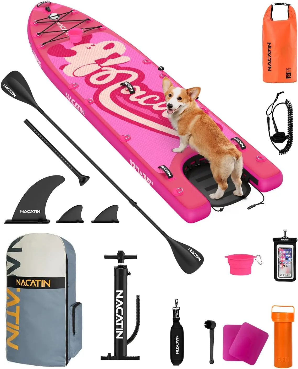 【Back To School】Pawstep Paddleboard – Extra Wide 36" Inflatable SUP with Dog Ramp Kit, Complete Set for Adults, Includes Single/Double Paddle, Kayak Seat, and All Accessories – Perfect for Outdoor Sports