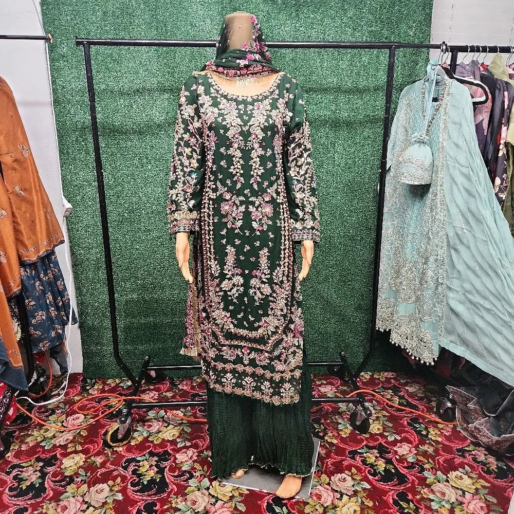 Party wear 3pc  pakistani bridal wear sharara suit