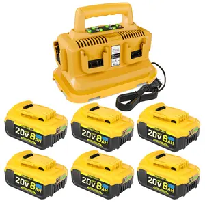 Simultaneous 6-Port Fast Charging Station for DeWalt 20V MAX & 20V/60V FlexVolt Batteries, Replacement for DCB104, DCB102, DCB112, DCB117, DCB118 Charger