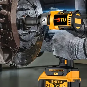 21V Cordless Impact Wrench Wireless Drill Kit, Brushless Electric Impact Gun Drill, Impact Wrench Drill, Equipped With 4000mAh Battery, Toolbox, Charger, Socket And Complete Accessories. Suitable For Men'S Gifts In Cars And Families