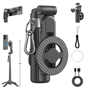 2026 Edition Four-in-One Magnetic Selfie Stick is upgraded to 25 inches longer, enhanced in stability, equipped with a wireless Bluetooth remote control, 360° rotation, and compatible with various mobile phones