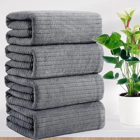 4 Pack Oversized Bath Towels Set, gray and green 35"x70" Extra Large Towel Microfiber Soft XL Bath Sheet Super Absorbent Bathroom Towels Set Quick Dry Plus Size Shower Towels for Family Hotel Dorm