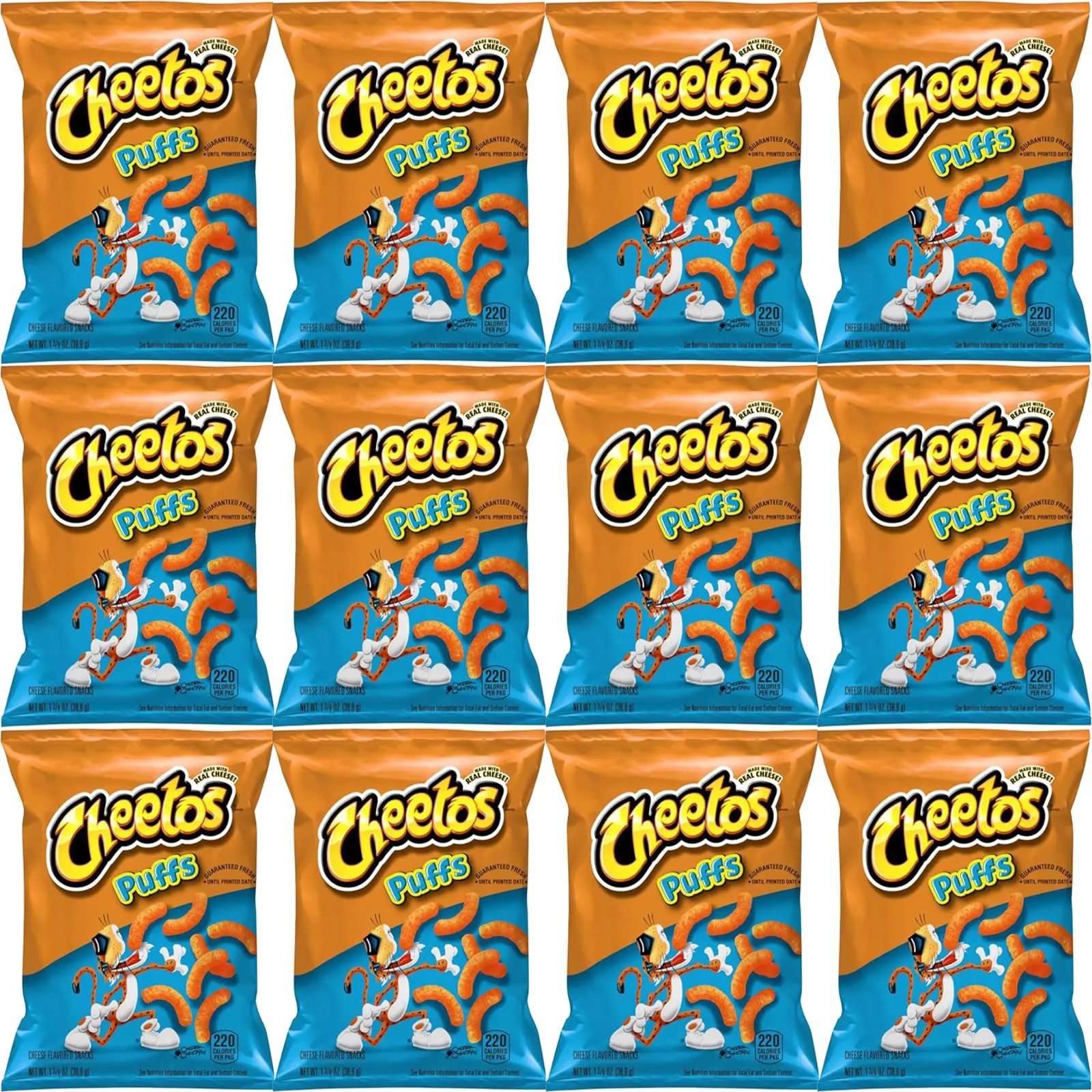 Cheetos Puffs Cheese Flavored Snacks, 1.375 Oz Bags, Pack of 12, Bundled by Shoppyway Crispy Crunchy Corn