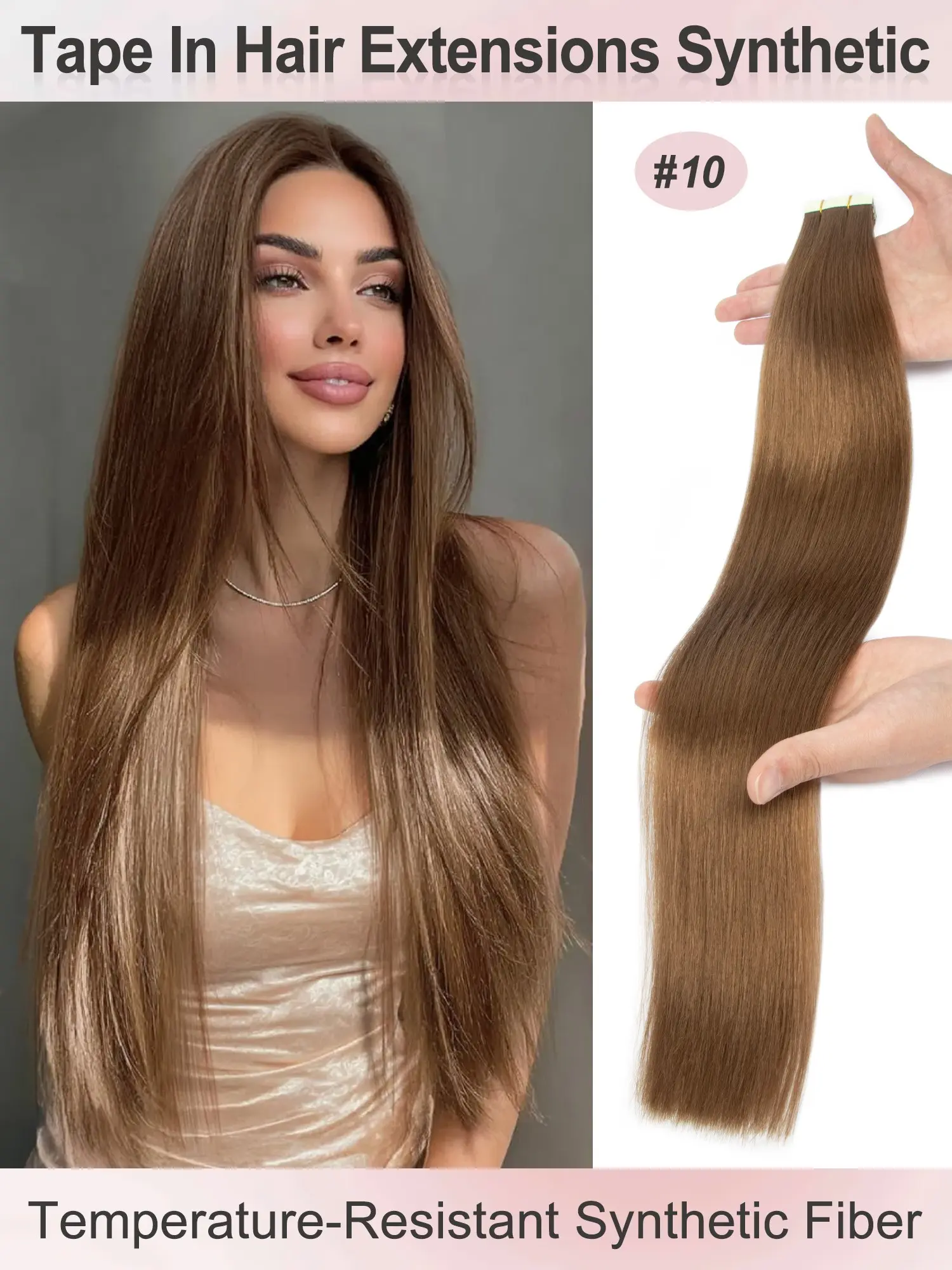 Synthetic Tape in Hair Extensions Straight Hair Seamless Tape ins Invisible Adhesive 20pcs/pack 20Iinch 50G Double Sided Adhesive Tape Hair Extensions Heat Resistant Synthetic Synthetic Fiber Extensions