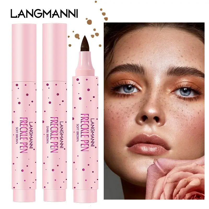 Langmanni Natural Soft Brown Freckle Pen: Creates a natural freckled look. Gentle, lightweight, waterproof, and long-lasting—perfect for everyday makeup.