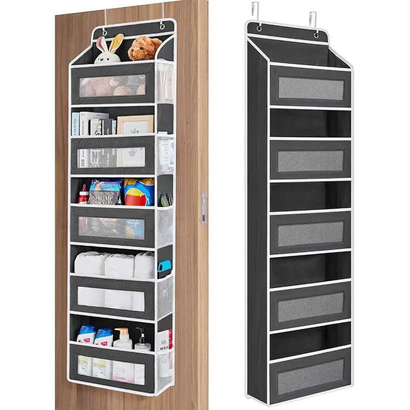 Upgraded 5-Tier Over-the-Door Storage Rack - Gray | Perfect Mother's Day Gift | 5 Spacious Pockets Anti-Tip Design | 44LBS/20KG Heavy Duty Capacity | Efficient Safe Organizer for Easy Access