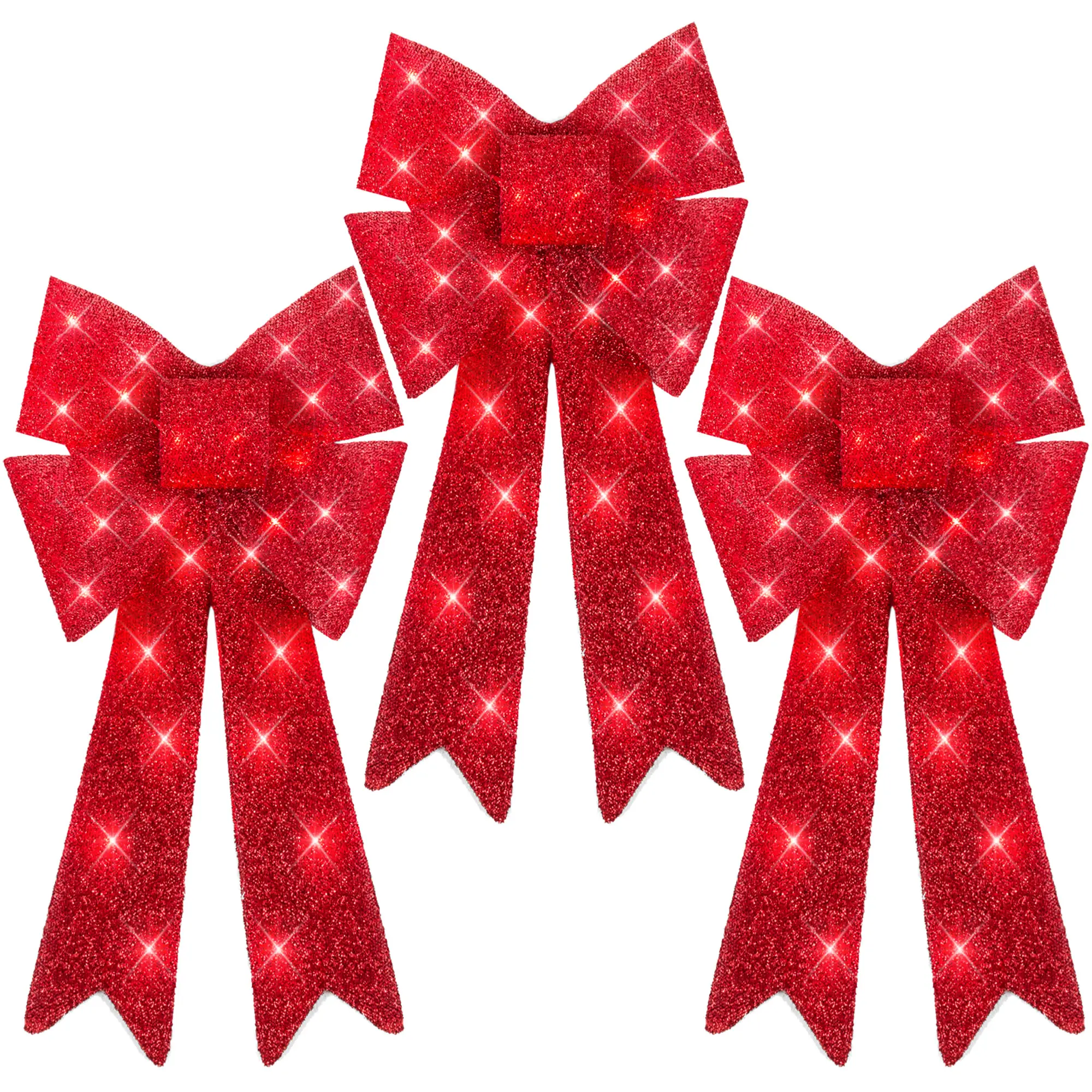 Best Choice Products Set of 3 Pre-Lit Christmas Bows, Indoor/Outdoor LED Holiday Décor w/ 8 Light Functions Best Choice Products Set of 3 Pre-Lit Christmas Bows, Indoor/Outdoor LED Holiday Décor w/ 8 Light Functions