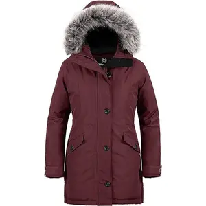 FallFreshness Women's Hooded Winter Coat Waterproof Warm Long Puffer Jacket Parka