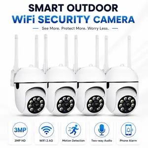 JOOAN 4-Pack 3MP Indoor Security Camera, WiFi PTZ Pet Camera  355° Pan/90° Tilt, Color Night Vision, Motion Tracking, Two-Way Audio, App Alerts, TF Card/Cloud Storage, Works  iOS/Android with