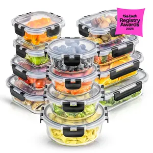 12 Glass Storage Containers with Leakproof Lids Set 12 Glass Storage Containers with Leakproof Lids Set