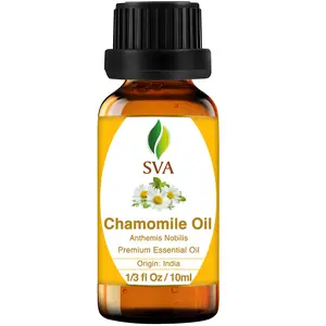SVA 100% Natural Chamomile Essential Oil - 0.33 Fl Oz Wellness Botanical Oil for Aromatherapy Diffuser, Skin Nourishment, Chamomile Scented Use, Botanical Oils