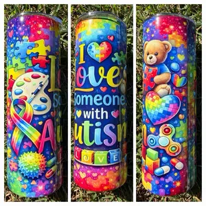 20 oz Stainless Steel Tumbler – Autism Awareness Design Drinkware Water Bottles