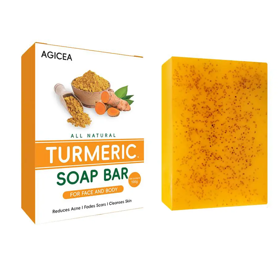 AGICEA Turmeric & Kojic Acid Brightening Bar Soap - Exfoliating Cleansing Bar for Dark Spots, Hyperpigmentation & Body Care, 4 oz, Exfoliating Bar Soap