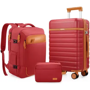 UKEIN 20" Carry On Suitcase, 3-Piece Luggage Set (24&28 inch sizes are not suitable for carry-on)& Travel Backpack, PC Hardside Spinner Luggage with TSA Lock, YKK Zipper, Lightweight Durable Suitcase for Men and Women #Summervibes, Hard Shell Luggage, Car