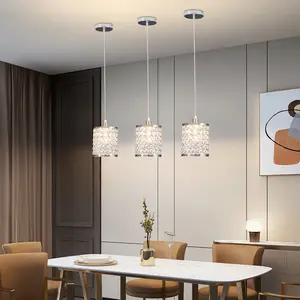 CNCEST 3 Pack Crystal Chandelier Ceiling Light Pendant Lamp Modern Kitchen Island Ceiling Hanging Lighting Fixture Pretty Lights Decorative Decor For Bedroom, Living Room, Bar, Dining Room