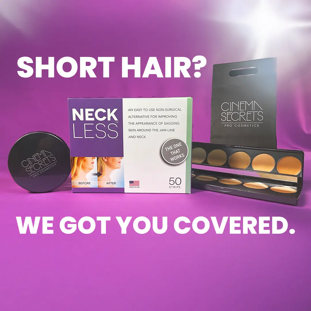 Neck Less No Trace Bundle for Short Hair | Patented Neck Lift Strips + Concealer Kit | Medical-Grade, Hypoallergenic, 10-Hour Hold | Invisible Under Pixie Cuts, Bobs & Updos | Best Neck Tape