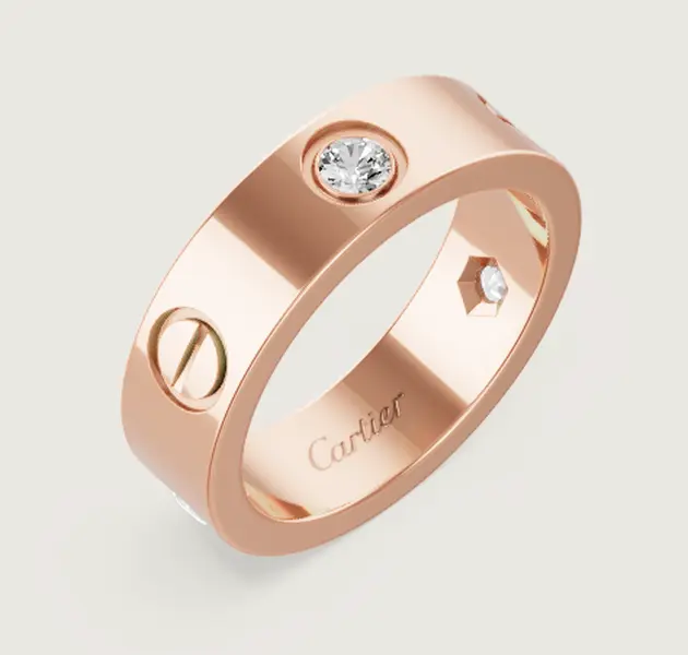 Pre-owned Cartier, LOVE ring with 3 dias classic model, rose gold