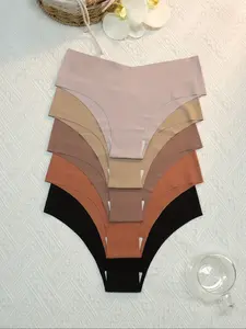 Women's Seamless Invisible Breathable Low Waist V-Shape Bikini Panties, 5 Pack Casual Sporty Smooth Yoga Underwear for All Seasons