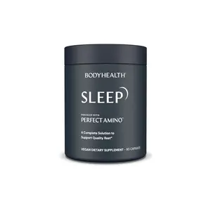 BODYHEALTH Sleep Enhanced with PERFECT AMINO® Vegan Dietary Supplement - 90 Capsules, Melatonin, Vitamins, Gluten Free, for Restful Sleep & Stress Relief