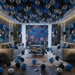53pcs Blue Birthday Party Decoration Set, Equipped With Blue Happy Birthday Balloon Banner And Latex Balloons, Suitable For Blue Themed Birthday Party Supplies, Men's And Women's Birthday Party Decorations