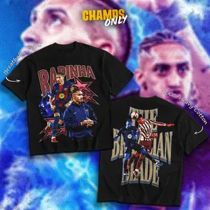 CHAMPS ONLY O Rei Raphinha Signature Heavy Cotton Tshirt For Soccer Fans Menswear Outfit, Gameday Shirt, Direct To Garment Breathable Print