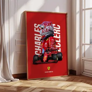 [Formula 1 Collection - Sale Up To 40%] [Unframe] Charles Leclerc Ferrari F1 Poster, Formula 1 Racing Wall Art, Modern Motorsport Decor Print, Gift for F1 Fans