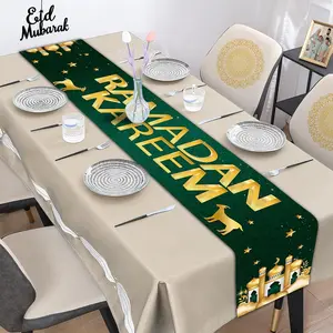 Ramadan Kareem Table Runner 1pc for Festive Decor, Table Runner, Islamic Happy Ramadan Mubarak Party Supplies