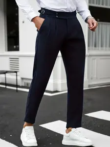Men's Naples Style Mid-Waist Suit Pants, Waffle Breathable Casual Pants, Classy Casual Trousers, Slimming Business Commute Daily Wear Men's Suit Pants