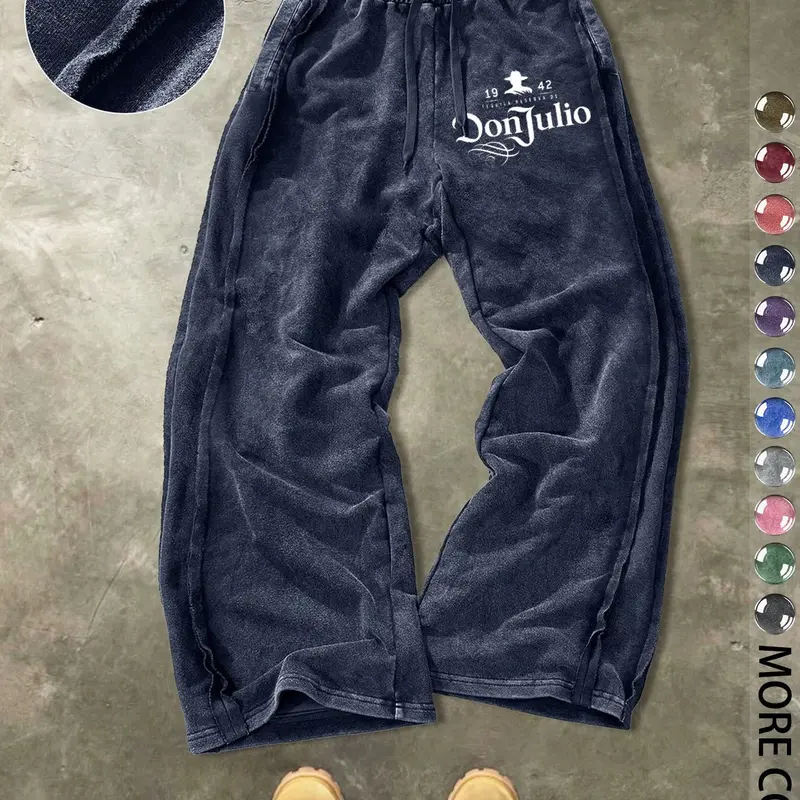 Men's Casual Loose Cotton Sport Pants, Sports Bottoms, Knitted Sports Pants, Knit Track Pant, Graphic Track Pants, Letter Print, Outdoor, Party, Home Comfort, Street Style, Drawstring Waist, All Seasons, Casual Athletic Pants, Sports Casual Pants