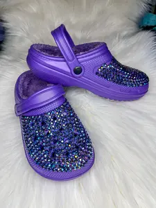 Bling Fur Lined Shoes - Purple