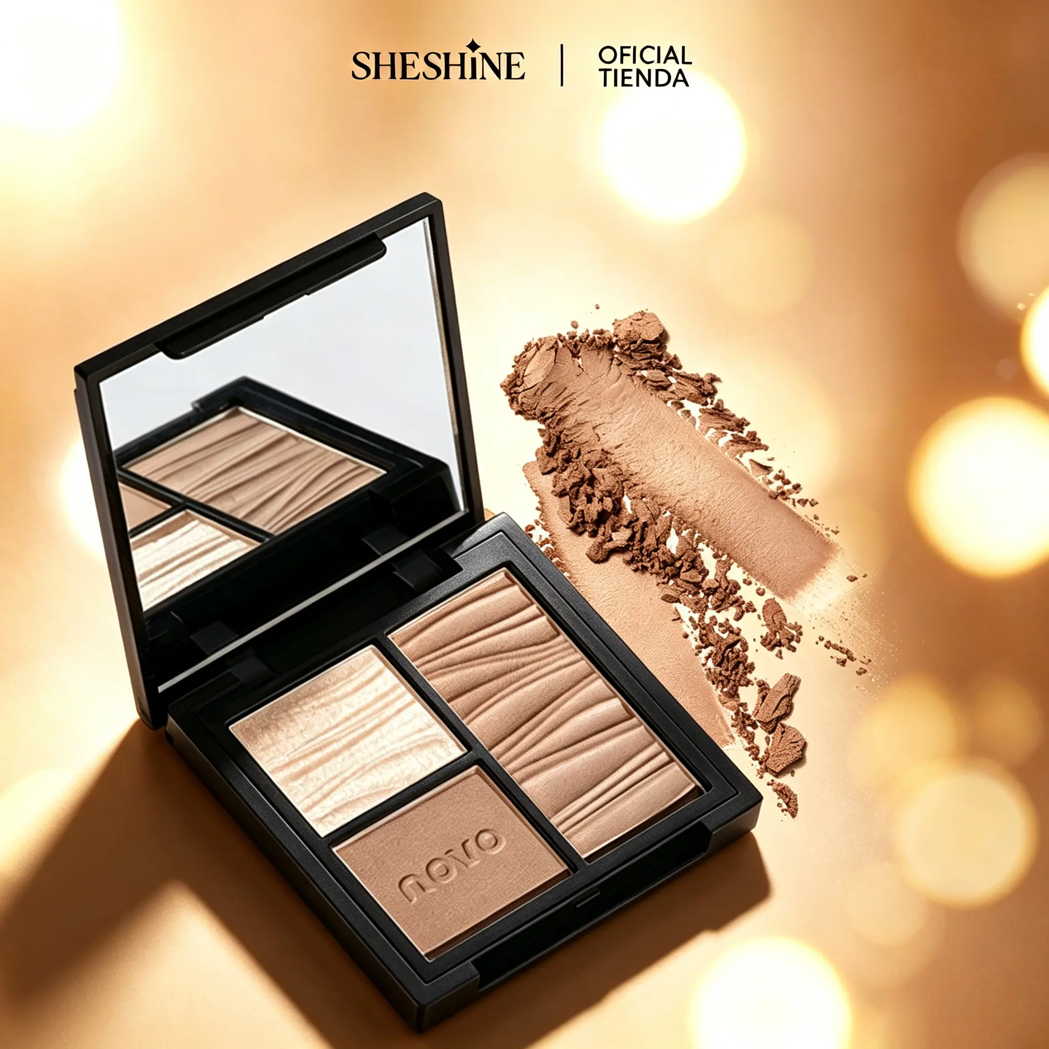 SHESHINE NOVO Contour and Highlighter Palette, 3-in-1 Blendable Makeup with 2 Matte Contour Shades and a Glowy Highlighter, All Day Illuminator for Latinas, Cosmetic, Facial Contouring Makeup, Highlighter Contour