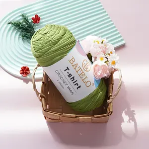 BATELO Soft Stretch Crochet Yarn, 400g Durable Polyester Yarn for DIY Home Crafts & Knitting, Ideal for Craft Enthusiasts (Knitted Roses, Plush Chenille Projects)