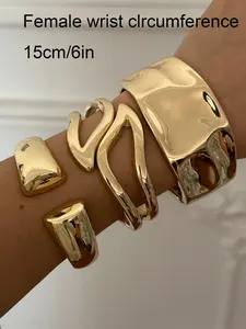 Irregular Textured Design Cuff Bangle Set, Elegant Minimalist Bangle for Daily Wear, Women's Fashionable Jewelry for Party, Trendy All-match & Exquisite Jewelry for Birthday Gift, Stackable Cuff Bracelet, Cuff Bangle Bracelet