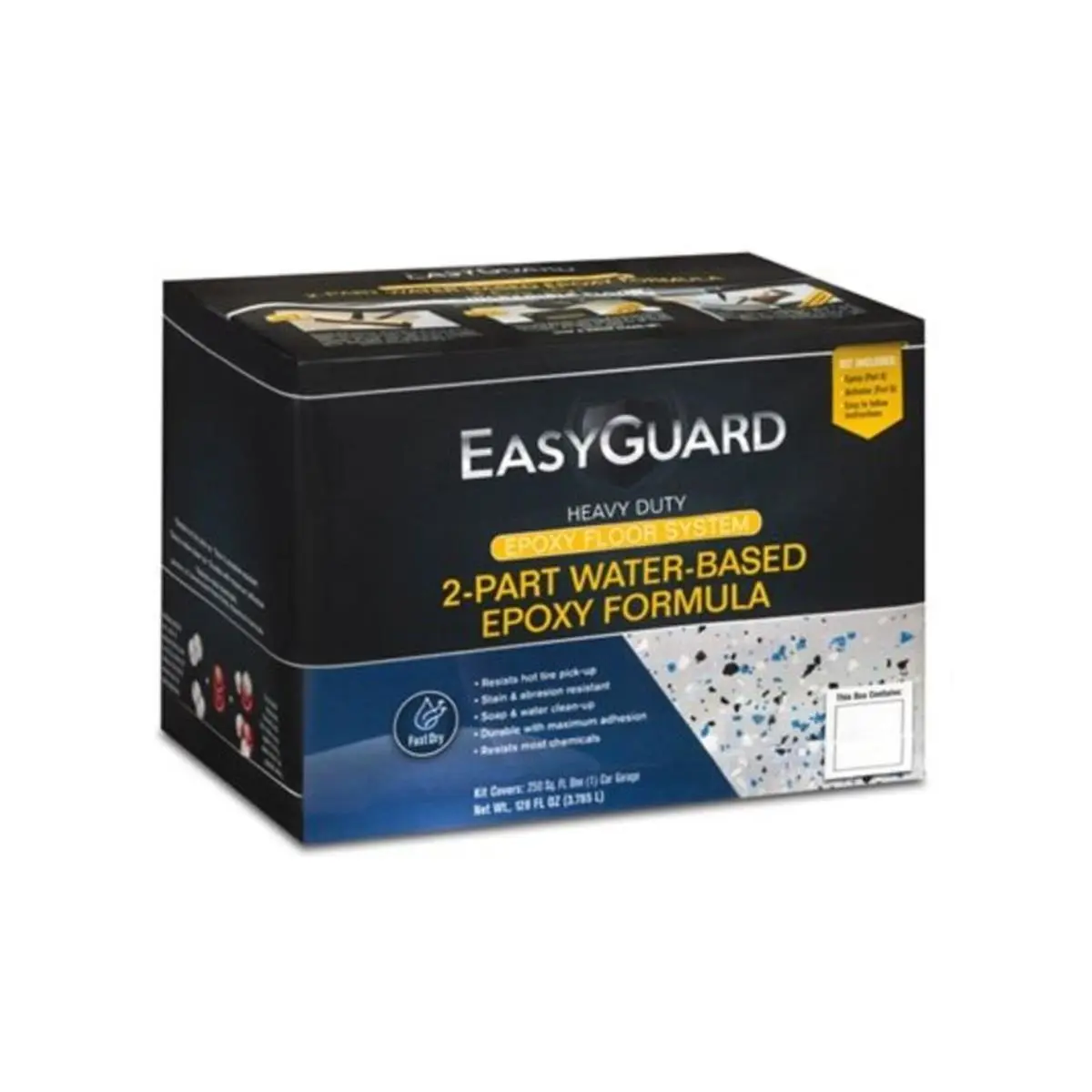 212 MAIN 1 Gal Water-Based Semi-Gloss Gray 1 Car Garage Floor Epoxy Paint Coating Kit, Decorative, Stain-Proof, Interior Use Only, Includes Decorative Floor Chips, Chemical-Resistant Home DIY Automotive Solution, Gallon Size