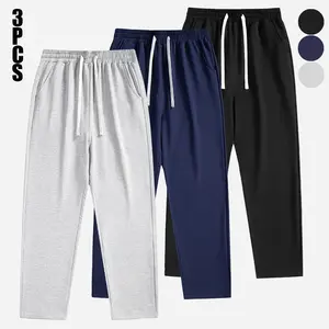 Men’s casual athletic jogger pants, 3-pack, loose fit, drawstring waist, solid color, lightweight fabric, perfect for everyday wear Men's Wide Leg Comfort Sweatpants Stretch Breathable Running Outfits pantalones para hombre pants for men