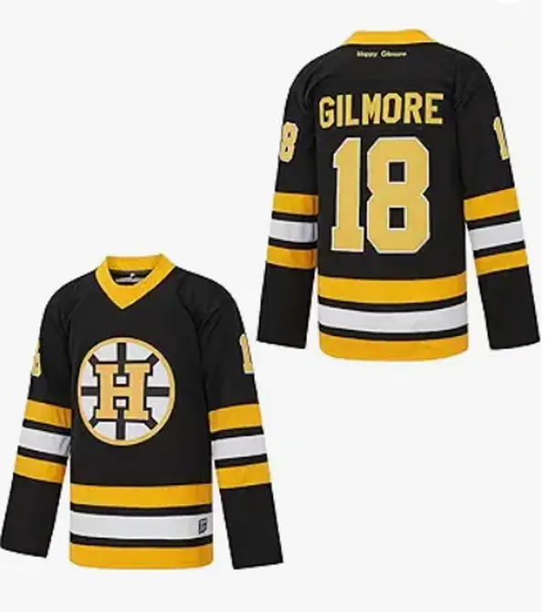 Men's number 18 'Happy Guillermo' hockey jersey makes its debut. happy gilmore