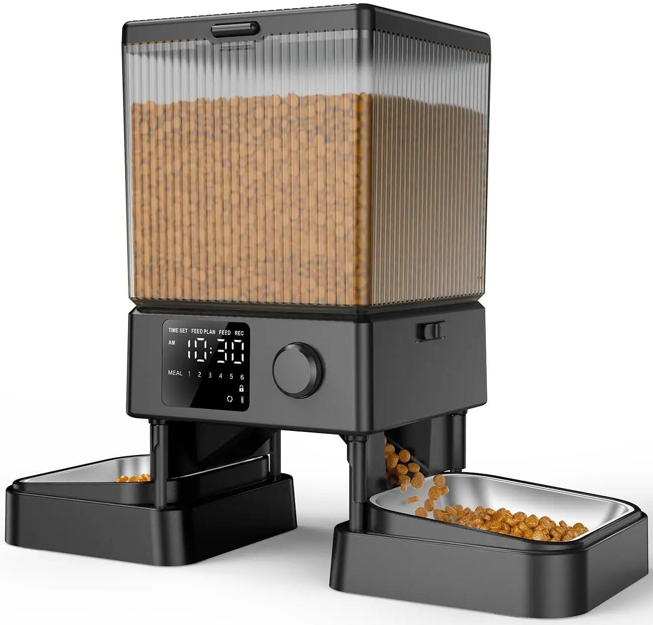 Automatic Cat Feeder for 2 Cats, 5L/20 Cup Timed Cat Food Dispenser for Indoor Cats and Small Pets, Programmable Automatic Pet Feeder for Dry Food, Dual Bowl Feeding System with Portion Control