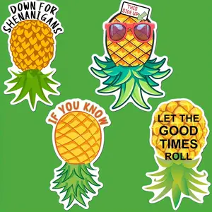 4pcs Upside Down Pineapple Magnets - Higher End Decorative Fridge Magnets, Refrigerator Decorating Magnet, Funny Cruise Ship Door Decor, Home Decor, Decoration, Perfect for Staterooms, Cars & Refrigerators