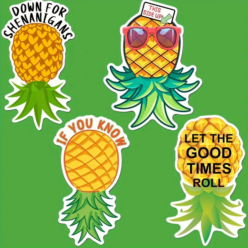4pcs Upside Down Pineapple Magnets - Higher End Decorative Fridge Magnets, Refrigerator Decorating Magnet, Refrigerator Magnets Set, Funny Cruise Ship Door Decor, Home Decor, Decoration, Perfect for Staterooms, Cars & Refrigerators