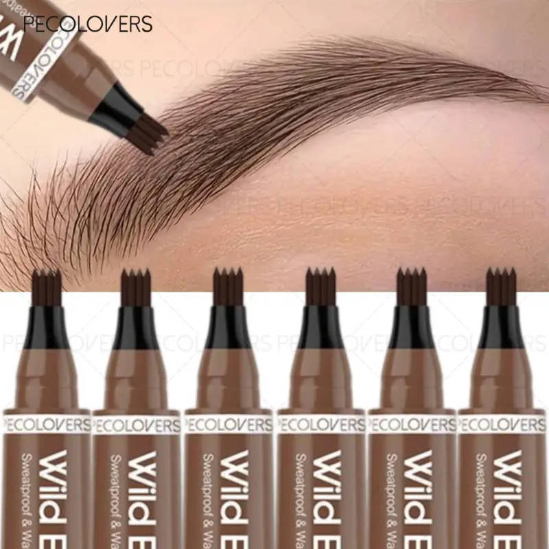6pcs/set Four-fork Eyebrow Pencil, Brown Eyebrow Pencil, Long-lasting, Waterproof, Eyebrow Filling, Eyebrow Cosmetics, Eyebrow Enhancer