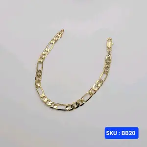 Baby Bracelet Figaro Link Style Laminated-Gold 6 Inches 5 Millimeters for Babies & Small Kids Size Jewelry Accessory. SKU : BB20