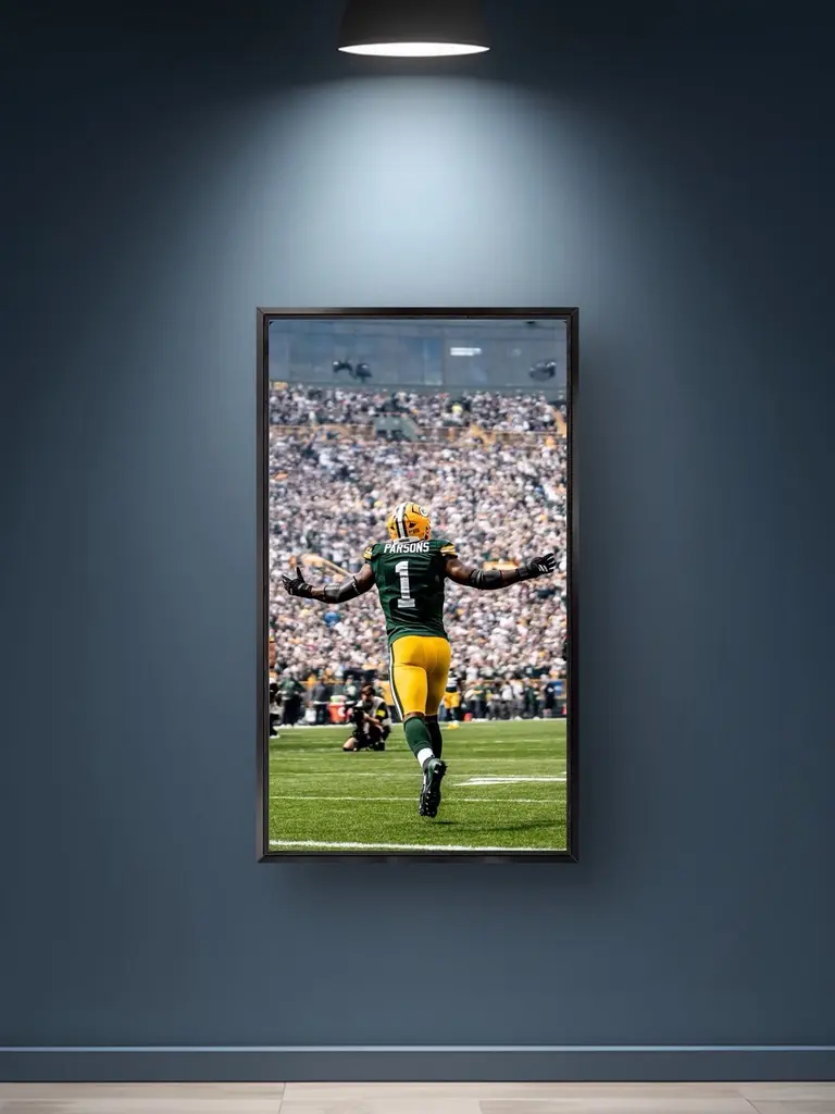 Micah Parsons NFL Football Player Poster Print - Green Bay Packers, Artistic Graphic Creative Design Print, Paper, Multi-Size, Rolled Secure Shipping, Canvas Wrap, Man Cave Decor Gift, Wall Decor