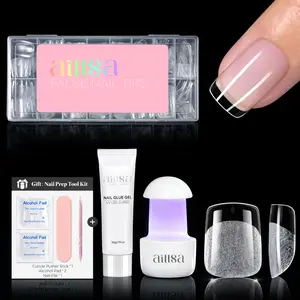 Aillsa StayBond Press On Nail Kit with Gel Glue & UV Lamp – Strong Hold, Salon Finish, Long-Lasting DIY Salon Nails at Home