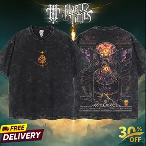 HardTimesClothing Frenzy Flame Elden Ring Retro Vintage Unisex Oversize Anime Manga Acid Washed Heavyweight Cotton T-shirt, Anime Merch, Gift For Anime Fan. Menswear Oversized